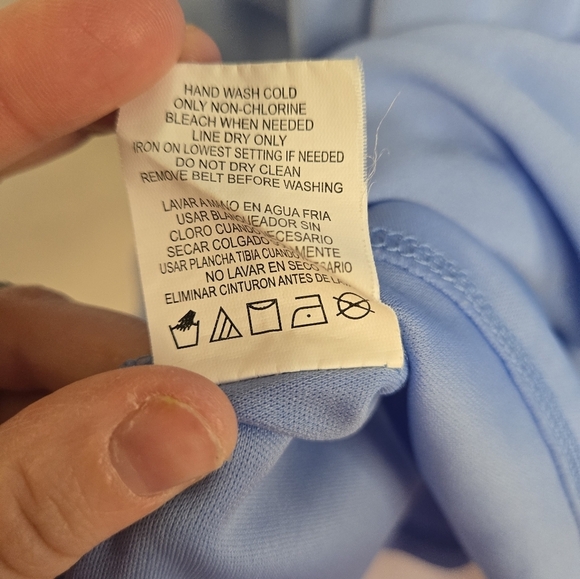 Gianni B. Blue Faux Wrap Mini Dress Medium | 3/4 Sleeves | Embroidered - Picture 9 of 9